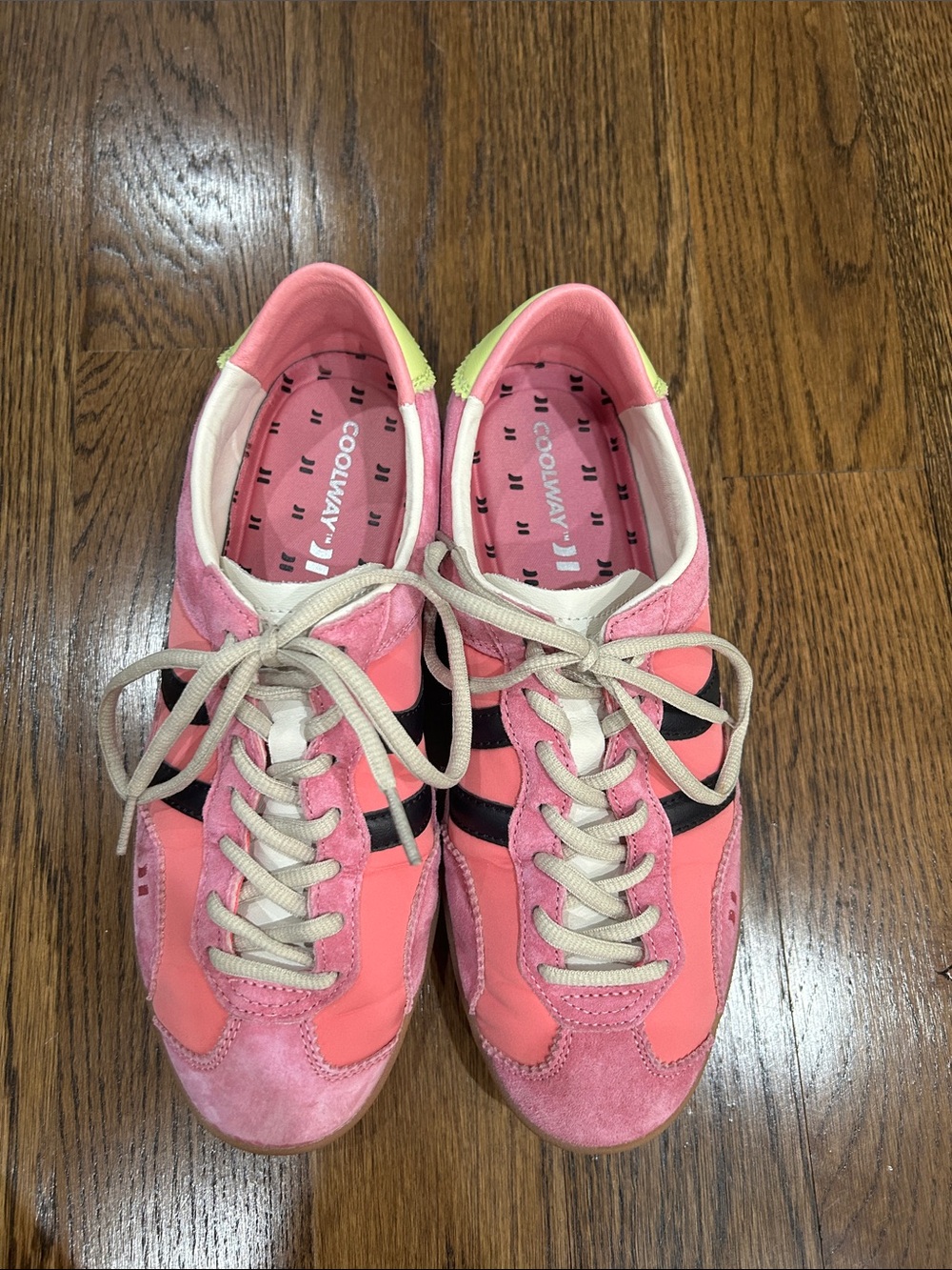 Coolway Pink and Black Women's Lace-Up Sneakers